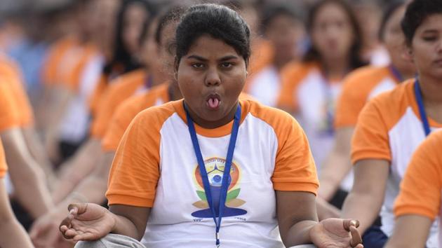 Several thousands take part in the Final dress rehearsal for the International Yoga Day programme at Ramabi Ambedkar Maidan in Lucknow, Uttar Pradesh, on June 19, 2017. (Subhankar Chakraborty/HT Photo) Several thousands take part in the Final dress rehearsal for the International Yoga Day programme at Ramabi Ambedkar Maidan in Lucknow, Uttar Pradesh, on June 19, 2017. (Subhankar Chakraborty/HT Photo)