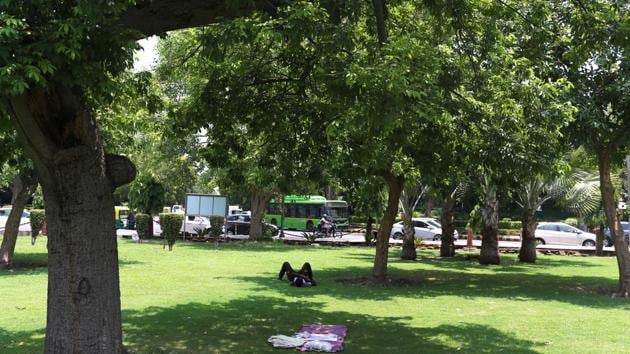 While there are the usual trees, flowers, grass and bird songs, there’s no getting away from the city. (Mayank Austen Soofi / HT Photo) While there are the usual trees, flowers, grass and bird songs, there’s no getting away from the city. (Mayank Austen Soofi / HT Photo)