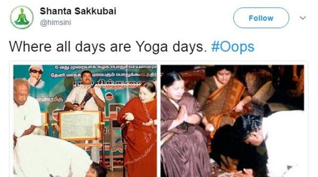 The sight of politicians stretching and arching themselves into different asanas has inspired a barrage of jokes. (Twitter/Screengrab) The sight of politicians stretching and arching themselves into different asanas has inspired a barrage of jokes. (Twitter/Screengrab)
