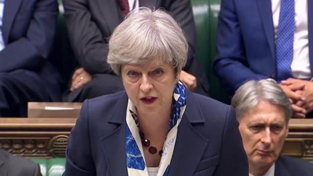 A video grab from footage broadcast by the UK Parliament's Parliamentary Recording Unit (PRU) shows Britain's Prime Minister Theresa May as she speaks in the House of Commons in London on June 21, 2017.(AFP Photo)