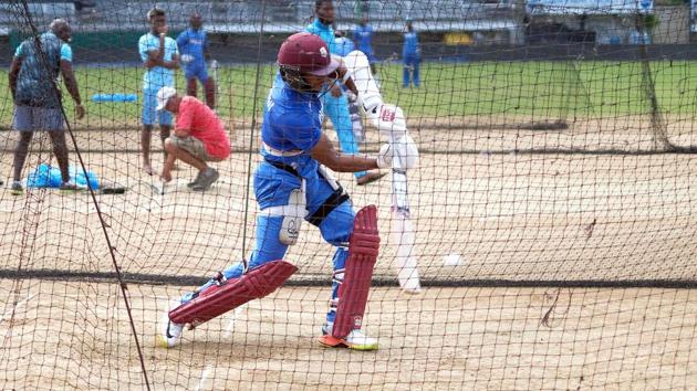 West Indies' Shai Hope plays a shot during a practice session at the Queen's Park Oval in Port of Spain. (AFP) West Indies' Shai Hope plays a shot during a practice session at the Queen's Park Oval in Port of Spain. (AFP)