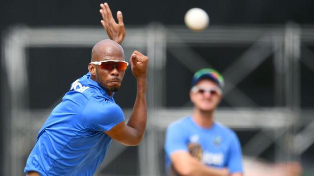 West Indies' Roston Chase delivers a ball during a practice session at the Queen's Park Oval in Port of Spain, Trinidad. (AFP) West Indies' Roston Chase delivers a ball during a practice session at the Queen's Park Oval in Port of Spain, Trinidad. (AFP)