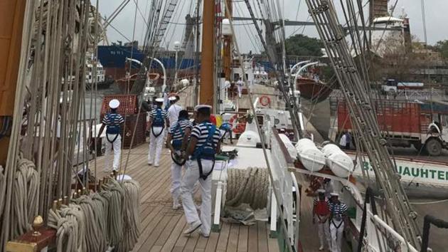 The ship, named after the last Aztec Emperor Cuauhtémoc, is a naval academy that trains cadets on the move. (HT PHOTO)