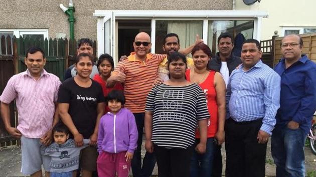 The family of Lington Monteiro (extreme left) with Goan friends Armando Gonsalves (in dark glasses), Jaime Barreto (extreme right) and others in Monteiro’s house garden in Swindon, Britain. ((HT Photo) The family of Lington Monteiro (extreme left) with Goan friends Armando Gonsalves (in dark glasses), Jaime Barreto (extreme right) and others in Monteiro’s house garden in Swindon, Britain. ((HT Photo)