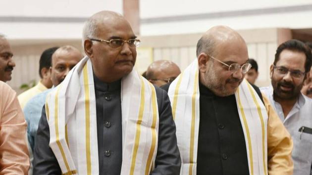 NDA presidential candidate Ram Nath Kovind arrives at the Parliament complex to file his nomination.(HT Photo/Vipin Kumar)