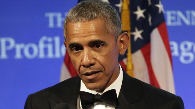 Former President Barack Obama addresses an audience after being presented with the 2017 Profile in Courage award during ceremonies at the John F Kennedy Presidential Library and Museum on May 7, 2017, in Boston. (AP File Photo) Former President Barack Obama addresses an audience after being presented with the 2017 Profile in Courage award during ceremonies at the John F Kennedy Presidential Library and Museum on May 7, 2017, in Boston. (AP File Photo)