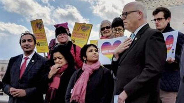 Indian American lawmakers Ami Ber, Pramila Jayapal and Ro Khanna along with top Democratic leader Congressman Joe Crowley attend a vigil at the US Capitol to honor victims of hate crime inuding Indian Americans in Washington on March 11, 2017. (PTI) Indian American lawmakers Ami Ber, Pramila Jayapal and Ro Khanna along with top Democratic leader Congressman Joe Crowley attend a vigil at the US Capitol to honor victims of hate crime inuding Indian Americans in Washington on March 11, 2017. (PTI)