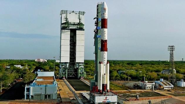 ISRO's PSLV-C38 at the first launch pad in Sriharikota on Thursday.(PTI)