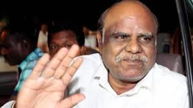 Retired justice C S Karnan after his arrest from Coimbatore in Tamil Nadu. (HT Photo) Retired justice C S Karnan after his arrest from Coimbatore in Tamil Nadu. (HT Photo)
