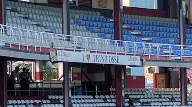 The famous Trini Posse stand, where the DJ normally provides a carnival atmosphere during cricket matches, was absent during the India vs West Indies match in Port of Spain.(HT Photo)