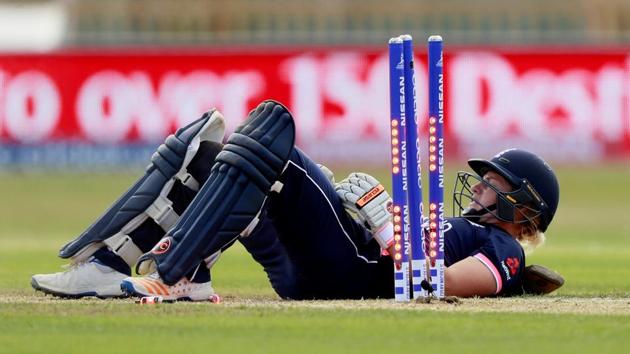Wilson and Brunt’s run-out knocked out any hopes England had of chasing 282. (Action Images via Reuters) Wilson and Brunt’s run-out knocked out any hopes England had of chasing 282. (Action Images via Reuters)