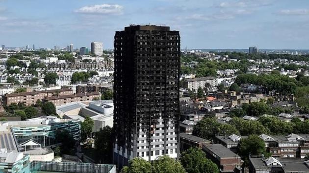 Extensive damage is seen to the Grenfell Tower block which was destroyed in a disastrous fire, in north Kensington, West London. (Reuters Photo) Extensive damage is seen to the Grenfell Tower block which was destroyed in a disastrous fire, in north Kensington, West London. (Reuters Photo)