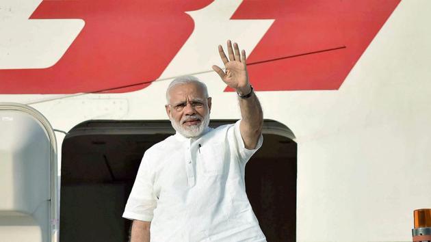 Prime Minister Narendra Modi leaves from New Delhi for his three-nation visit of Portugal, the US and the Netherlands on Saturday.(PTI) Prime Minister Narendra Modi leaves from New Delhi for his three-nation visit of Portugal, the US and the Netherlands on Saturday.(PTI)