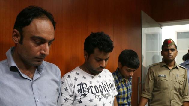 The three men have been identified as Rahul Singhania, 27, Rajkumar, 21, and Tejpal, 31, all residents of Delhi. (Salman Ali/HT Photo) The three men have been identified as Rahul Singhania, 27, Rajkumar, 21, and Tejpal, 31, all residents of Delhi. (Salman Ali/HT Photo)