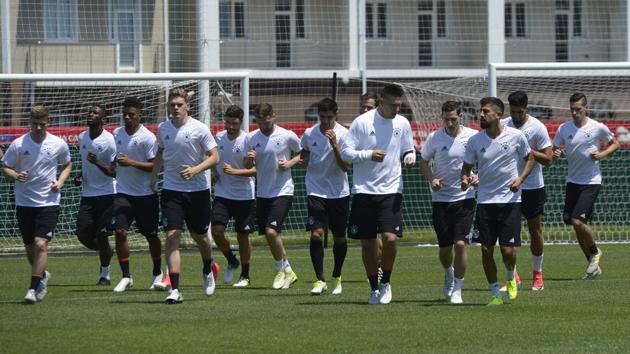 Germany players attend a training session at the Fisht Stadium in Sochi, Russia, Saturday, June 24, 2017. Germany will play Cameroon in the Confederations Cup, Group A soccer match scheduled for Sunday. (AP) Germany players attend a training session at the Fisht Stadium in Sochi, Russia, Saturday, June 24, 2017. Germany will play Cameroon in the Confederations Cup, Group A soccer match scheduled for Sunday. (AP)