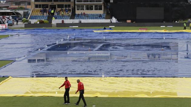 Persistent rain forced the first ODI between India vs West Indies to be abandoned in Port of Spain. This was the second consecutive abandoned international match between these two teams at this venue.(AP)