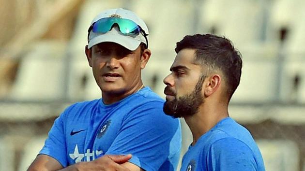 Coach Anil Kumble parted ways with the Indian cricket team after captain Virat Kohli found objections in his style of functioning.(PTI)