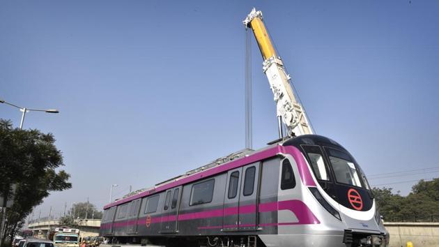While trial runs on both the stretches are on, the 34-km Magenta Line will be thrown open only in stages between October and March 2018. The line alone will connect west Delhi to Noida via IGI Airport’s domestic terminal.(HT PHOTO) While trial runs on both the stretches are on, the 34-km Magenta Line will be thrown open only in stages between October and March 2018. The line alone will connect west Delhi to Noida via IGI Airport’s domestic terminal.(HT PHOTO)