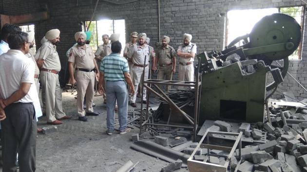 Three persons were killed and two injured on June 21 when a hydraulic machine exploded in a unit manufacturing electrical implements at Fatehgarh Chhanna village. (HT File) Three persons were killed and two injured on June 21 when a hydraulic machine exploded in a unit manufacturing electrical implements at Fatehgarh Chhanna village. (HT File)
