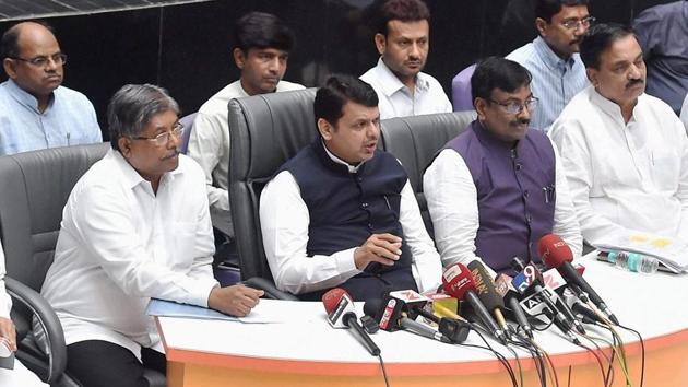 Maharashtra chief minister Devendra Fadnavis announces the loan waivers in press conference in Mumbai on Saturday. (PTI) Maharashtra chief minister Devendra Fadnavis announces the loan waivers in press conference in Mumbai on Saturday. (PTI)