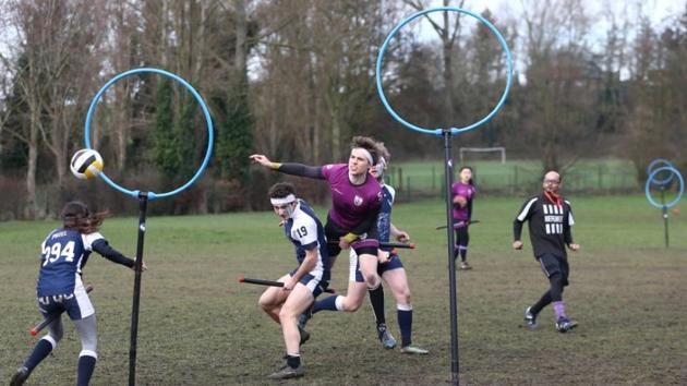 Teams take part in the Harry Potter inspired Quidditch British Cup in Rugeley, Britain. (Neil Hall/Reuters)
