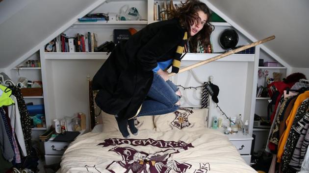Harry Potter tour guide Greta Clarke poses for a portrait at her home in London. (Neil Hall/ReutersREUTERS)