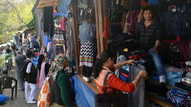 A Tibetan market at Lakkar Bazaar in Shimla. India is home to an estimated 1.5 lakh Tibetans, most of who live in 35 settlements across the country from Himachal Pradesh to Karnataka(HT file) A Tibetan market at Lakkar Bazaar in Shimla. India is home to an estimated 1.5 lakh Tibetans, most of who live in 35 settlements across the country from Himachal Pradesh to Karnataka(HT file)