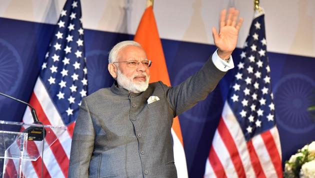 This handout photograph from the Indian Press Information Bureau (PIB) taken on June 25, 2017 shows Indian Prime Minister Narendra Modi attending a reception to meet members of the Indian community in the United States, in Washington DC on June 25, 2017. (AFP) This handout photograph from the Indian Press Information Bureau (PIB) taken on June 25, 2017 shows Indian Prime Minister Narendra Modi attending a reception to meet members of the Indian community in the United States, in Washington DC on June 25, 2017. (AFP)