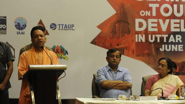 Chief minister Yogi Adityanath instructed the officials of the tourism department to launch an advertising campaign to make people aware of historical and religious places of UP.(Deepak Gupta/ HT Photo)