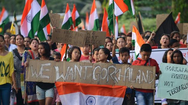 Gorkha Janamukti Morcha supporters hold a protest rally in support of a separate Gorkhaland state. (AFP file photo) Gorkha Janamukti Morcha supporters hold a protest rally in support of a separate Gorkhaland state. (AFP file photo)