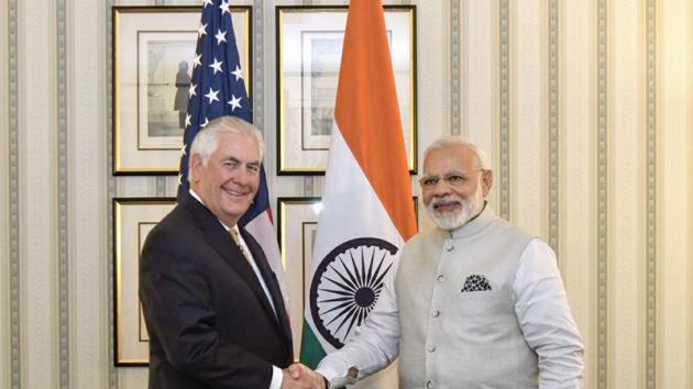 He also met US secretary of state Rex W Tillerson. The situation in the Indo-Pacific and Asia-Pacific regions was discussed by Modi and Tillerson. (AFP) He also met US secretary of state Rex W Tillerson. The situation in the Indo-Pacific and Asia-Pacific regions was discussed by Modi and Tillerson. (AFP)