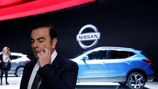 Carlos Ghosn, chairman and CEO of the Renault-Nissan Alliance gestures before an interview during the Geneva Motor Show.(Reuters file photo)