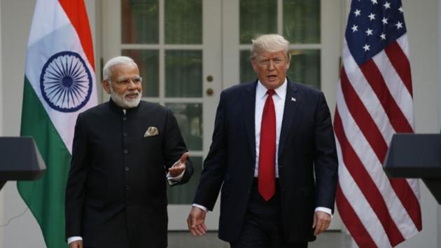 US President Donald Trump (R) at the joint news conference with Prime Minister Narendra Modi in the Rose Garden of the White House in Washington.(Reuters Photo)