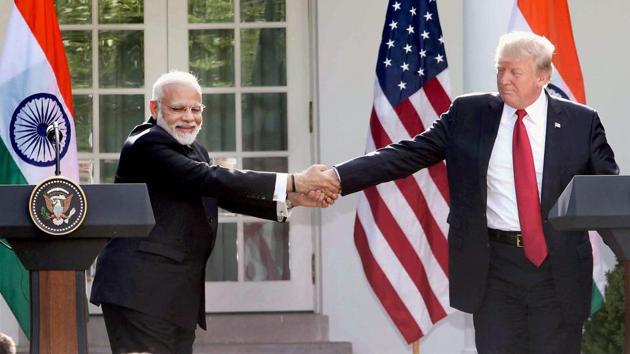PM Narendra Modi and US President Donald Trump at the joint press statement at White House, in Washington DC.(PTI Photo)