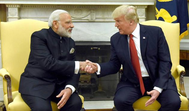 Prime Minister Narendra Modi meets US President Donald Trump at White House. (PTI) Prime Minister Narendra Modi meets US President Donald Trump at White House. (PTI)