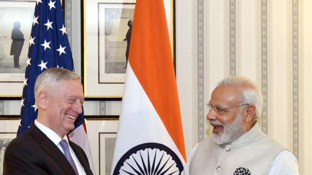 Earlier in the day, Modi met with US secretary of defence Jim Mattis in Washington DC. (PTI) Earlier in the day, Modi met with US secretary of defence Jim Mattis in Washington DC. (PTI)