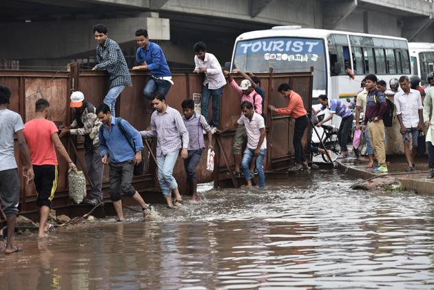 Pre-monsoon showers left the busy Hero Honda Chowk inundated on June 19. (Sanjeev Verma/HT FILE PHOTO) Pre-monsoon showers left the busy Hero Honda Chowk inundated on June 19. (Sanjeev Verma/HT FILE PHOTO)