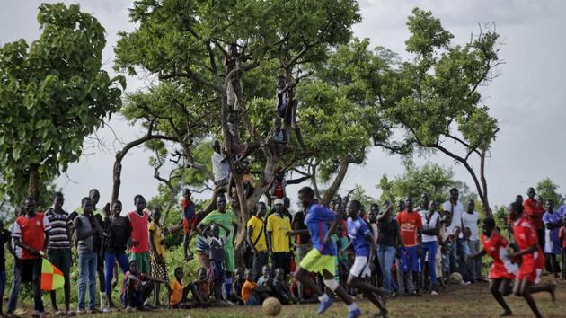 Soccer fields can be found across Bidi Bidi settlement and even more are being created, underscoring the importance of sport in a community trying to forget the horrors of war. Many here have lost close relatives since the start in December 2013 of South Sudan’s conflict, which has often been waged along ethnic lines and in which tens of thousands of people have been killed. (Ben Curtis / AP) 
