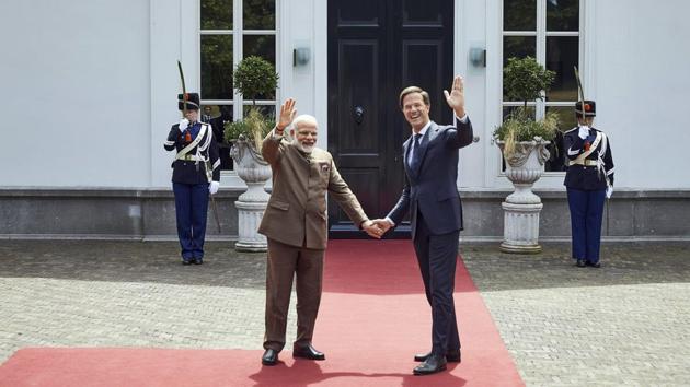 The Hague: Indian Prime Minister Narendra Modi, left, and Dutch Prime Minister Mark Rutte shake hands upon their arrival at the Catshuis residence in The Hague, Netherlands, Tuesday, June 27, 2017. AP/PTI (AP) The Hague: Indian Prime Minister Narendra Modi, left, and Dutch Prime Minister Mark Rutte shake hands upon their arrival at the Catshuis residence in The Hague, Netherlands, Tuesday, June 27, 2017. AP/PTI (AP)