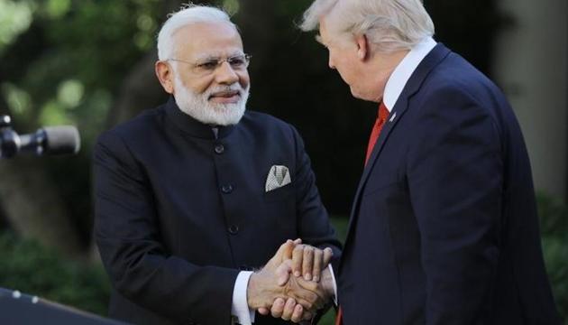 US President Donald Trump greets Prime Minister Narendra Modi in the Rose Garden of the White House in Washington. (Reuters) US President Donald Trump greets Prime Minister Narendra Modi in the Rose Garden of the White House in Washington. (Reuters)
