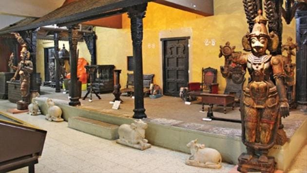 Artefacts from the 14th century on display at the Raja Dinkar Kelkar Museum.(HT Photo)