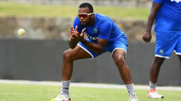 West Indies' Kyle Hope is pictured as the Caribbean side did some catching practice. (AFP)