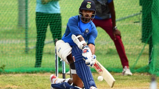 Shikhar Dhawan is pictured during the session. (AFP)