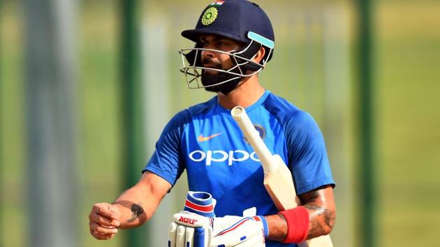 India's captain Virat Kohli leaves the net during a practice session at the Sir Vivian Richards Cricket Ground in St. John's, Antigua.(AFP)