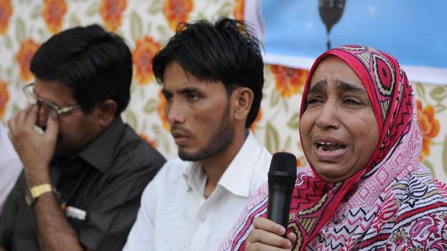 MissingJNU student Najeeb Ahmed’s mother Fatima Nafees at a recent event in New Delhi. Najeeb went missing on October 16, 2016 from JNU campus. The Central Bureau of Investigation is probing his disappearance.(Burhaan Kinu/HT Photo)