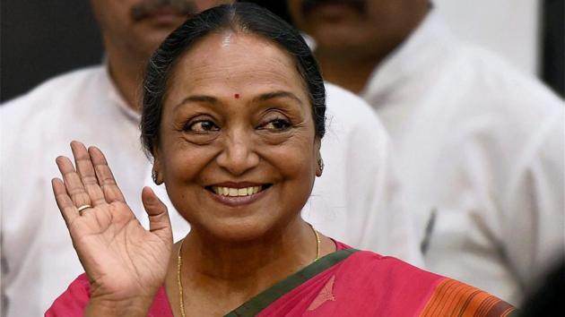 Opposition’s presidential candidate Meira Kumar greets the media as she arrives for a press conference the day she filed her nomination papers. (Shirish Shete/PTI) Opposition’s presidential candidate Meira Kumar greets the media as she arrives for a press conference the day she filed her nomination papers. (Shirish Shete/PTI)