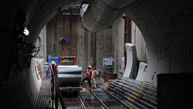 The 811 meters long tunnel starts in front of Bapu Bhavan, ending in front of Mayfair in Hazratganj. It runs 60 meters deep into and crosses several old buildings in the city. (Subhankar Chakraborty/HT Photo) The 811 meters long tunnel starts in front of Bapu Bhavan, ending in front of Mayfair in Hazratganj. It runs 60 meters deep into and crosses several old buildings in the city. (Subhankar Chakraborty/HT Photo)