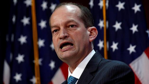 US Labour Secretary Alexander Acosta speaking at the SelectUSA Investment Summit in National Harbor, Maryland, US, June 20, 2017. (REUTERS) US Labour Secretary Alexander Acosta speaking at the SelectUSA Investment Summit in National Harbor, Maryland, US, June 20, 2017. (REUTERS)