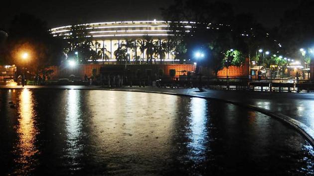 Parliament house illuminated ahead of the implementation of GST on July 30 midnight. (HT Archive) Parliament house illuminated ahead of the implementation of GST on July 30 midnight. (HT Archive)