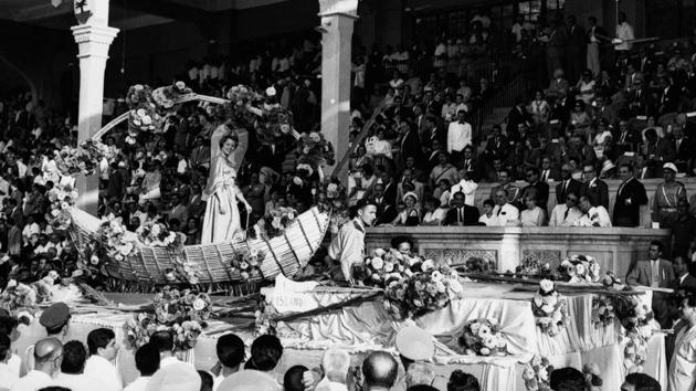 In this undated photo, people attend Flower Day at Beirut Hippodrome before the Lebanese civil war. Back then the original elegant grandstand was filled with spectators and 15 horses ran each race instead of the now five. (Jamal Saidi/REUTERS) In this undated photo, people attend Flower Day at Beirut Hippodrome before the Lebanese civil war. Back then the original elegant grandstand was filled with spectators and 15 horses ran each race instead of the now five. (Jamal Saidi/REUTERS)
